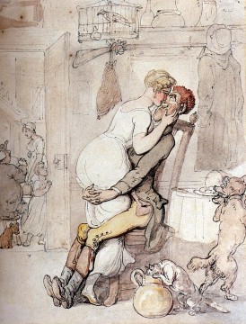  Chen Oil Painting - A Kiss In The Kitchen caricature Thomas Rowlandson